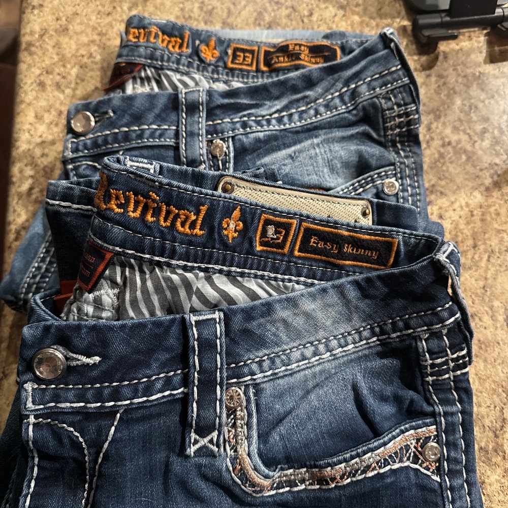 2 pair size 33 Rock Revival Jeans